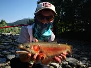 Eben, Otto and Andrew fly fishing Slovenia July, rainbow